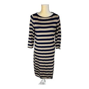 Lauren Ralph Lauren Metallic Gold‎ and Navy Striped Dress Size M